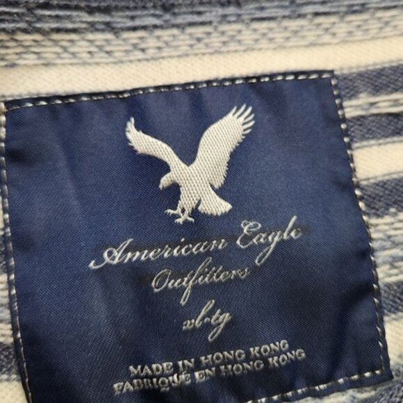 Sweater American Eagle Outfitters Womens Striped Long Sleeve Knit Top Blue M - Picture 3 of 7